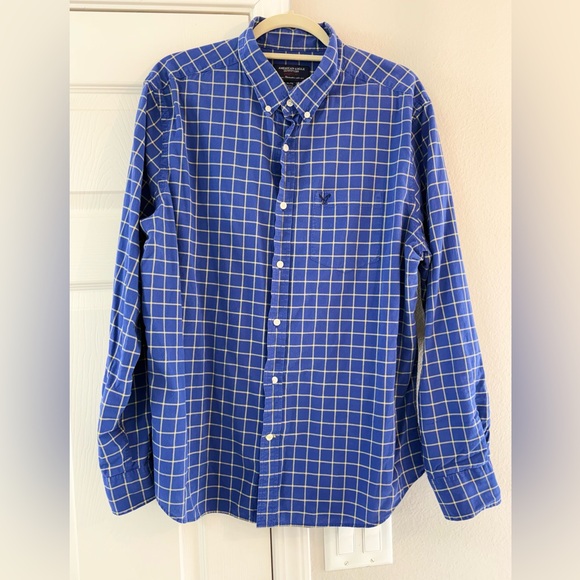 American Eagle Outfitters Other - American Eagle Outfitters Blue Plaid Mens Casual Button Up Shirt Athletic Fit XL
